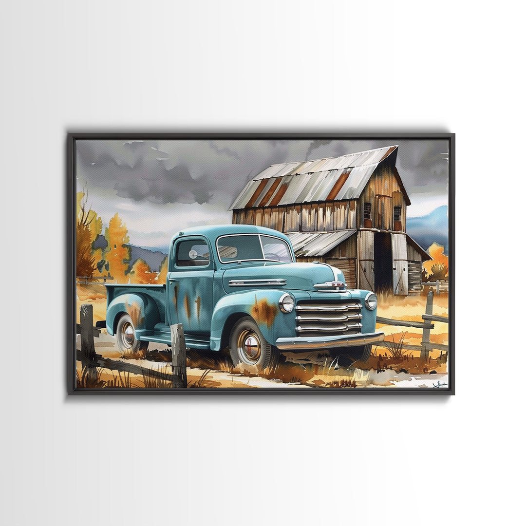 The Old Truck, Farmhouse Decor, Rusty Vintage Truck Painting, Southwestern Boho Minimalist Decor, Country Art, Living Room Wall Art