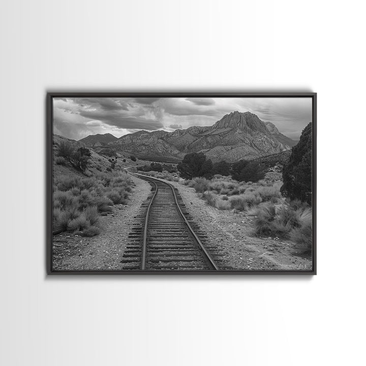 The Lonesome Canyon, Framed Canvas Print, Black and White Western Photography, Wild West Art, Metal Art, Metal Print Rustic Country Wall Art