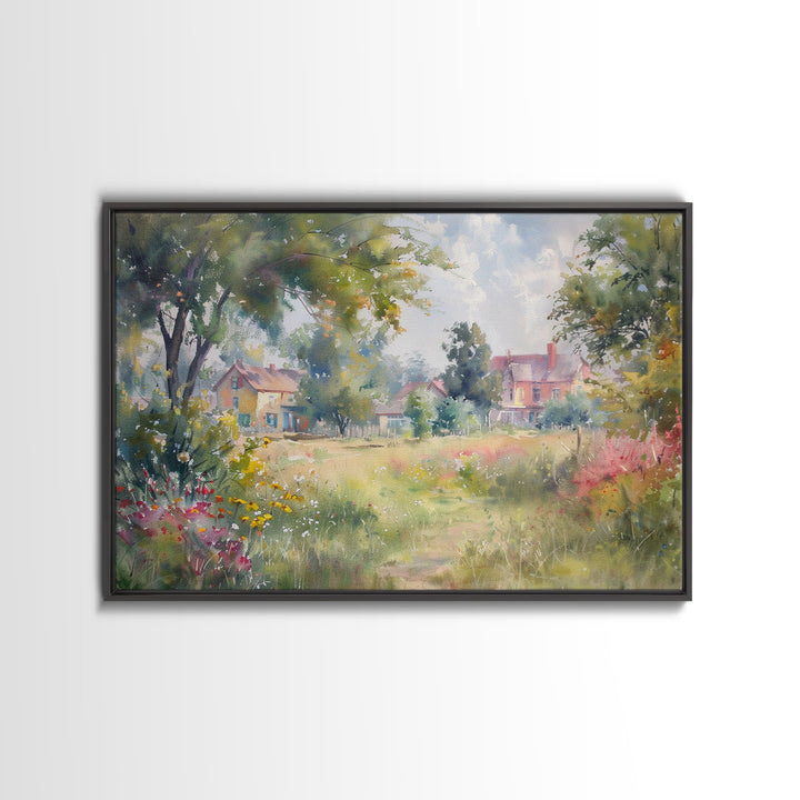 Wild Flowers And Old Barns, Furniture and Decor for Living Room, Framed Canvas Print, Home Decor Wall Art For Living Room, Decor Home