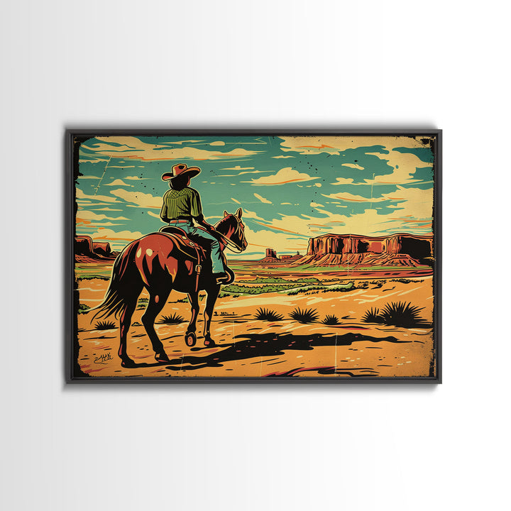 The Cowgirl | Wild West Pop Art | Framed Canvas Print Or Metal Print | Wood Framed Art | Western Decor, Wild West Art, Southwest Home Decor