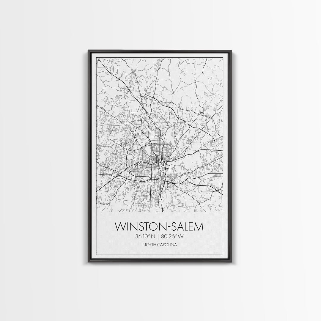 Winston Salem Street Map, North Carolina Map, City Map Print, Minimalist Art, Wall Art, Canvas Print, Modern Wall Art, Adventure Gifts