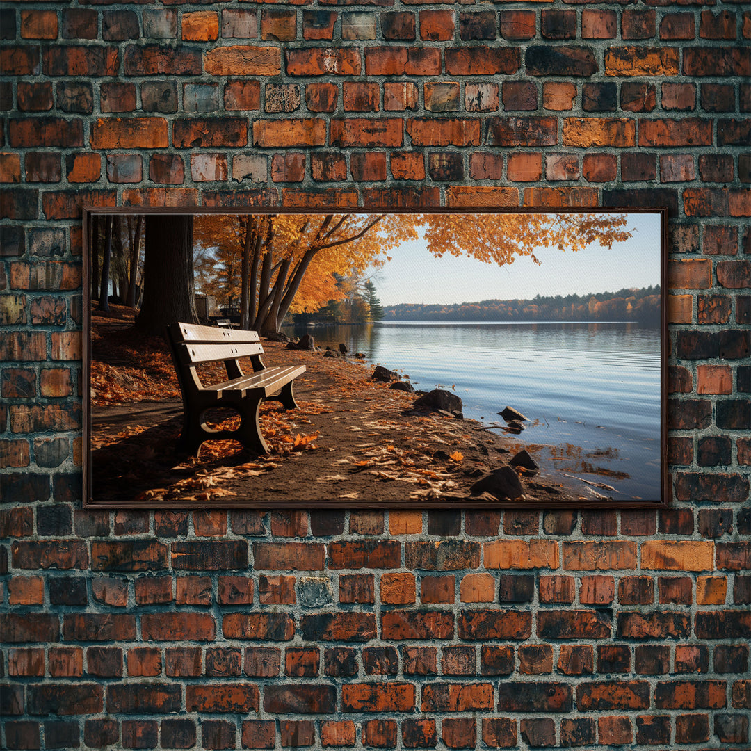 Pacific Northwest Photography Print, Beautiful Lakeside Park In The Fall, Framed Canvas Print, Photography Decor, Fall Decor