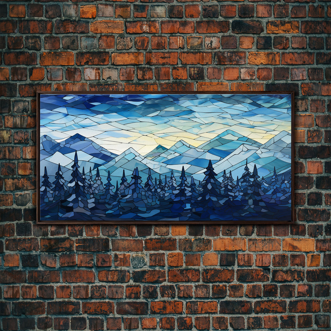 Abstract Wall Art, Winter Wall Art, Mosaic Wall Art, Nature Art Print, Canvas Print, Wall Hanging, Landscape Art, Camper Wall Decor