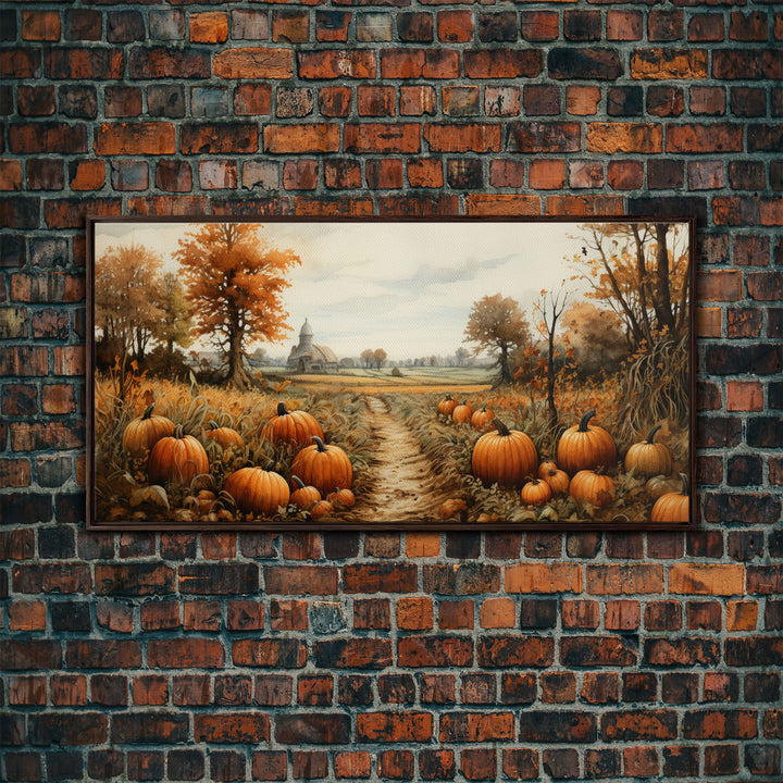 Pumpkin Decor, Nature Wall Art, Fall Wall Art, Canvas Print, Wall Hanging, Panoramic Art, Rustic Wall Art, Office Decor, Teacher Gift