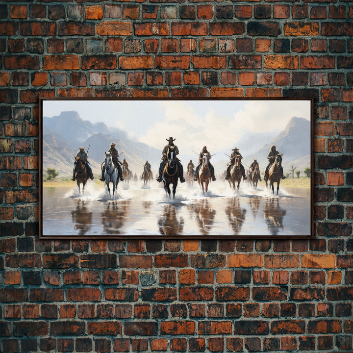 Cowboy Art Print, Western Wall Art, Horse Wall Art, Canvas Print, Wall Hanging, Panoramic Art, Ranch Decor, Western Art, College Dorm Decor