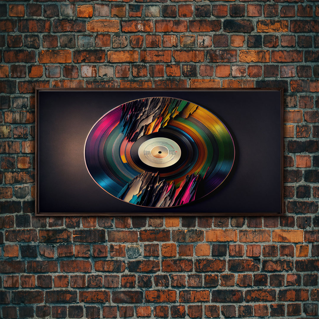 Synthwave vinyl record art, canvas print, framed wall art, interior design, musical wall art, music room decor