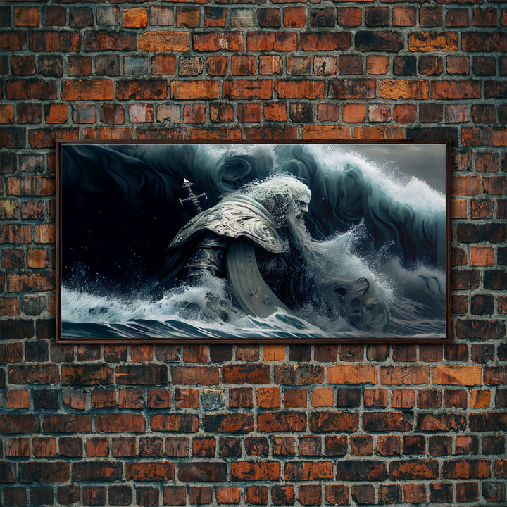 Poseidon god Framed canvas, Greek ancient decor, Mythology art, Ancient Rome print Ocean art, Neptune wall art Gamer Gift