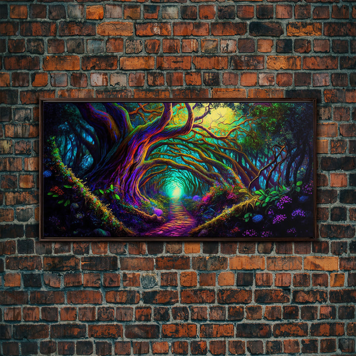 Fantasy wall art, canvas print, magical forest, fantasy landscape art, ready to hang wall art, magical glowing forest fantasy art