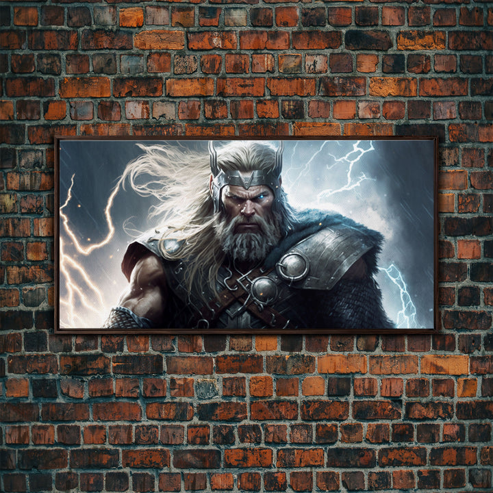 Thor Art, God of Thunder, Framed Canvas Print, Norse Mythology Art,  Fantasy Art