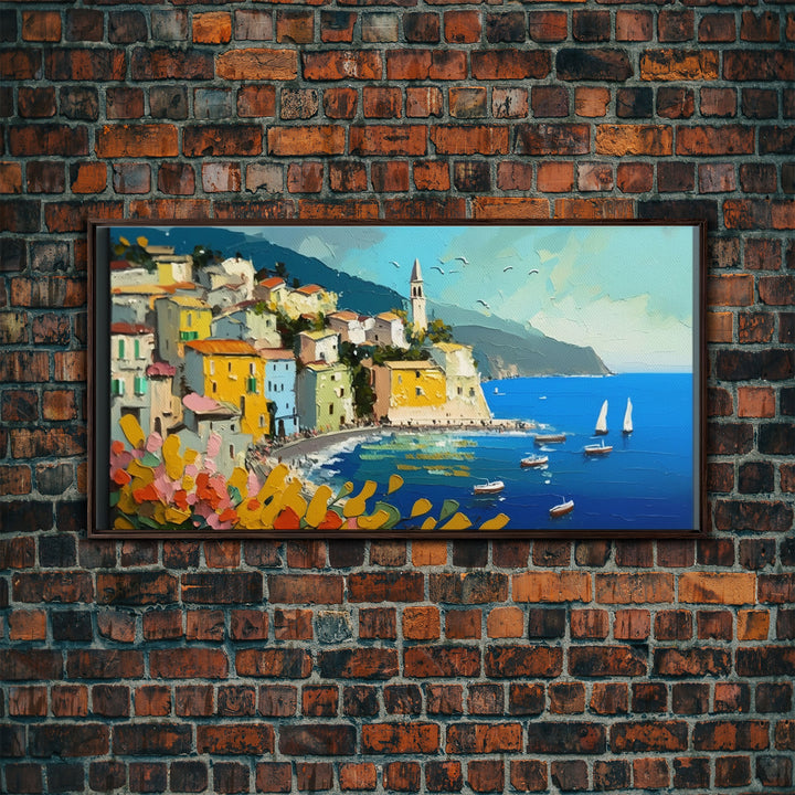 Positano Canvas Print Art, Framed Art, Amalfi Coast, Seascape Painting, Impressionist Art, Living Room Decor, Large Wall Art, Gift Ideas