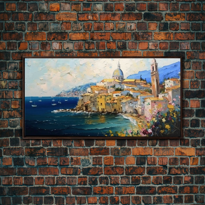 Italian Villa Art, Wall Art Prints, Amalfi Coast, Italy Art, Seascape Wall Art, Framed Canvas Print, Kitchen Wall Art, Wall Decor Art