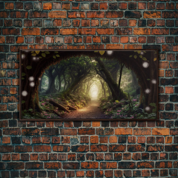 Path Through A Magical Enchanted Fairy Forest, Fantasy Art, Framed Canvas Print, Enchanted Forest Fantasy Art