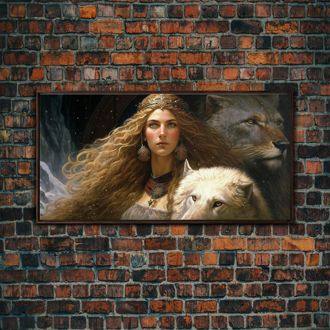 Lady Freya, Nordic / Norse Mythology Art, Framed Canvas Print, Norse Goddess of Love and Fertility