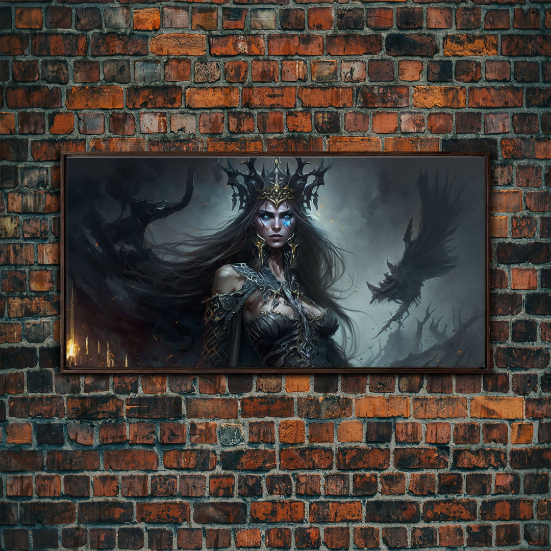 Hel, Goddess of Death, Framed Canvas Print, Norse Mythology Fantasy Art, Framed Canvas Print