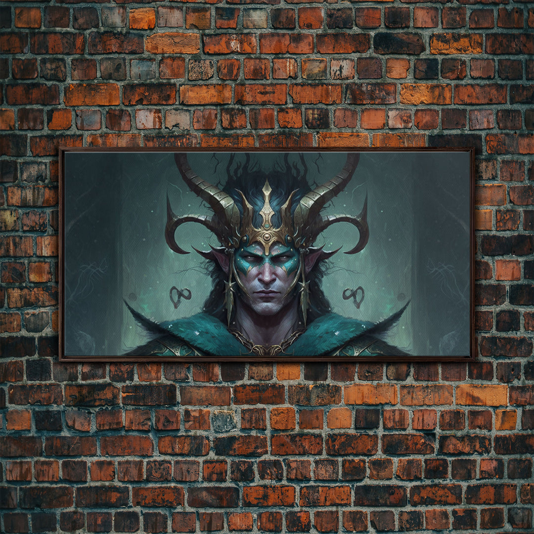 Aesthetic Loki the Trickster God, Norse Mythology, Framed Canvas Print, Extra Large Art, Fantasy Decor, Pastel Aesthetic Art