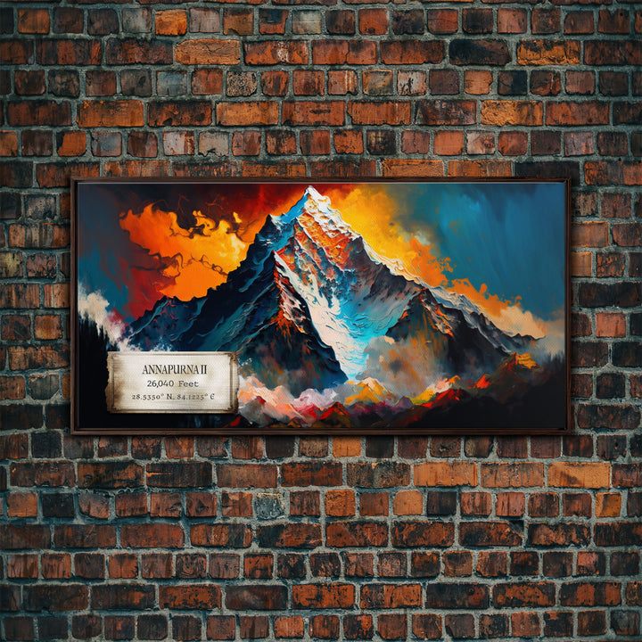 Annapurna II, Wall Art, Original Mountain Painting Print, Travel Poster, Mountain Landscape Wall Decor, Abstract Mountain Art