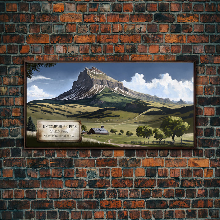 Uncompahgre Peak, Travel Poster Wall Art, Framed Canvas Print, American Mountains, Mountain Landscape Painting, Mountains of Colorado