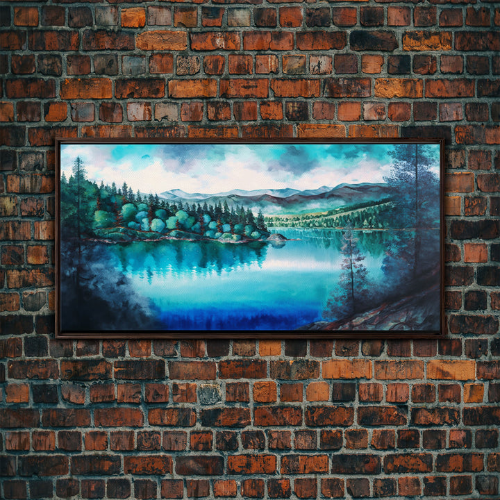 Blue Lake Art | Framed Canvas Print | Blue Lake Painting | Oregon Lake House Decor | Guest Room Landscape Painting | Cascade Lakes Painting