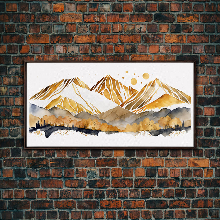 Golden Mountains Wall Art, Framed Canvas Print, Wall Decor, Mountain View, Smokey Mountain, Housewarming Gift, Mountain Painting