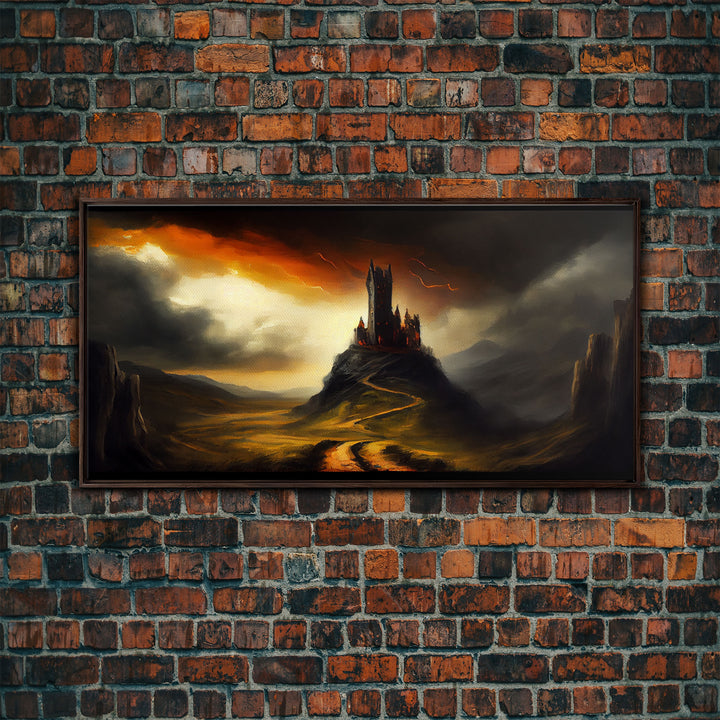 High Fantasy Art, The Dark Castle, Framed Canvas Print, Moonlit Fantasy, Custom Fantasy Art, fantasy art canvas