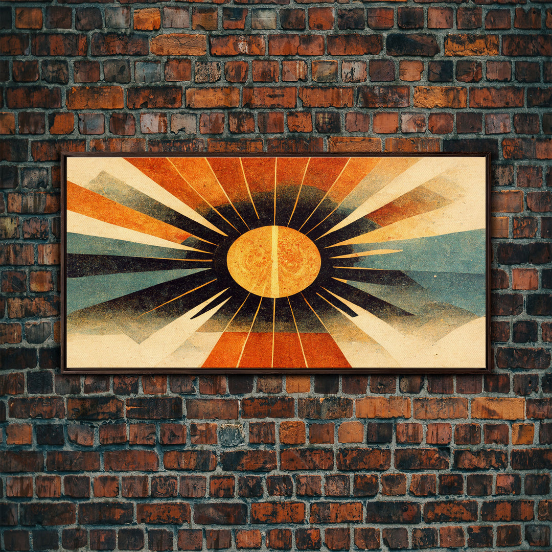 Abstract Midcentury Modern Sunburst, Canvas Print, Art Deco Style wall art, sun with sun rays, sun burst, boho style, ready to hang