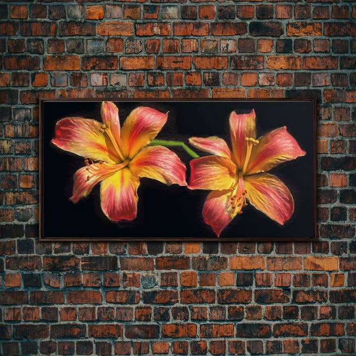 Tropical Hibiscus Flowers Wall Decor, Floral Wall Art, Nature Print, Panoramic Wall Decor, Canvas Print, Wall Art, Framed Canvas Art