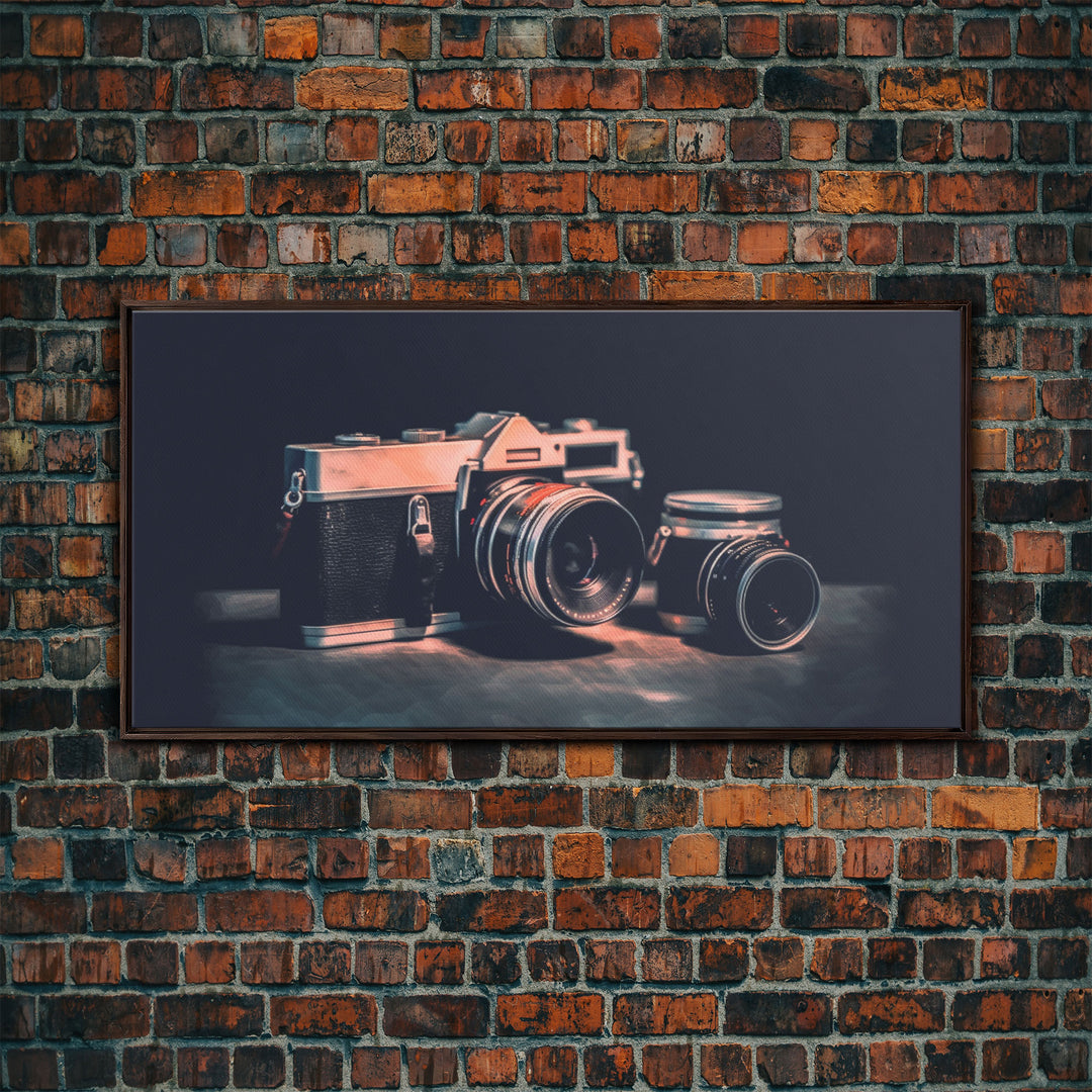 Film Camera Wall Decor, Camera Wall Art, Retro Wall Art, Photography Art, Panoramic Wall Decor, Canvas Print, Wall Art, Framed Canvas Art