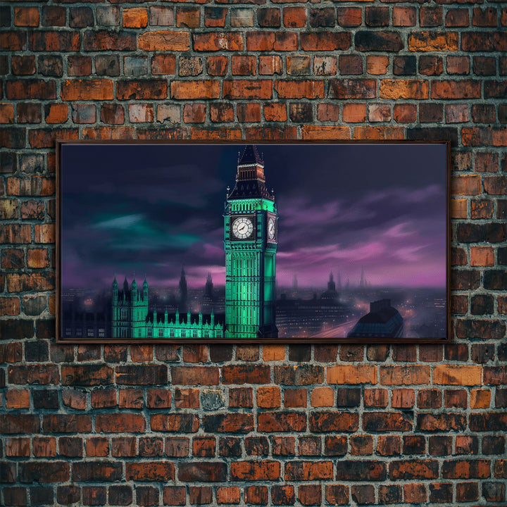 Big Ben Wall Art, London Landscape, Cityscape Wall Art, England Wall Decor, Panoramic Wall Decor, Canvas Print, Wall Art, Framed Canvas Art