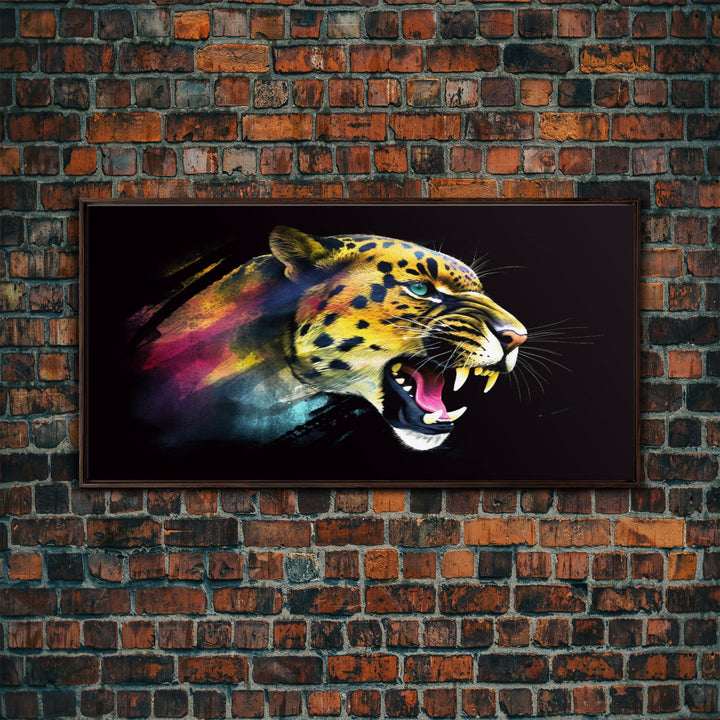 Leopard Wall Decor, Animal Wall Art, Abstract Wall Art, Nature Wall Decor, Panoramic Wall Decor, Canvas Print, Wall Art, Framed Canvas Art