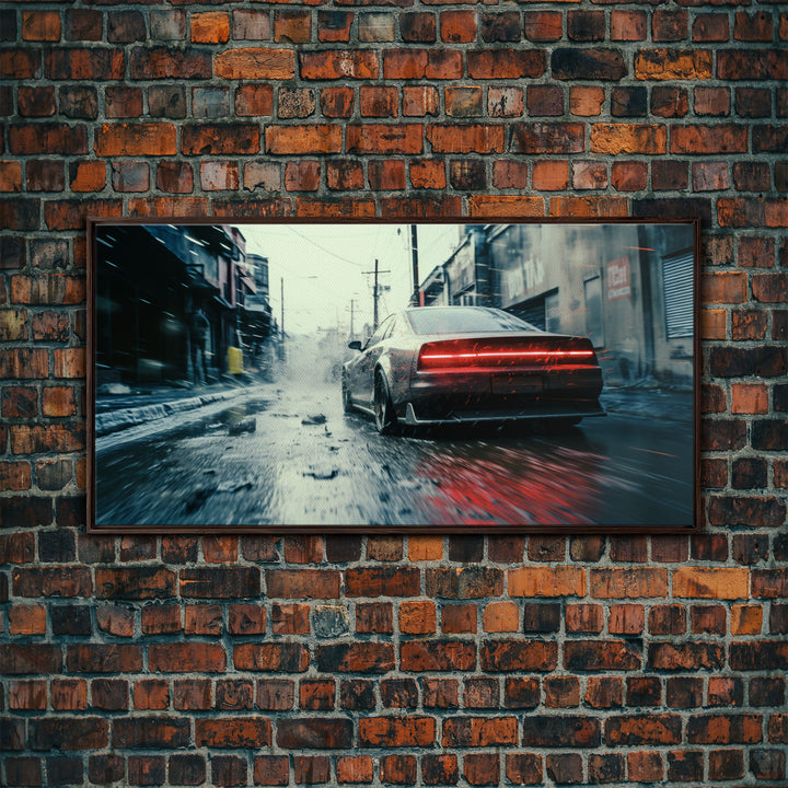 Cool Supercar Art, Framed Canvas Print, Cyberpunk Sportscar Painting, Futuristic Supercar Painting, Man Cave Decor, Gift For Him, Car Guy