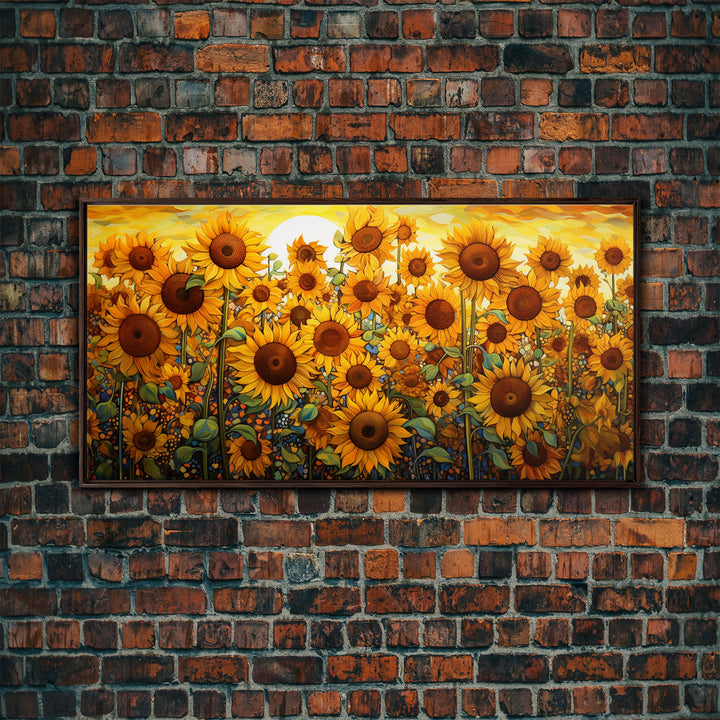 Sunflowers Wall Art, Yellow Flower Art, Field Of Flowers, Panoramic Art, Wall Art, Canvas Art, Landscape Art, Business Gift, Southern Decor