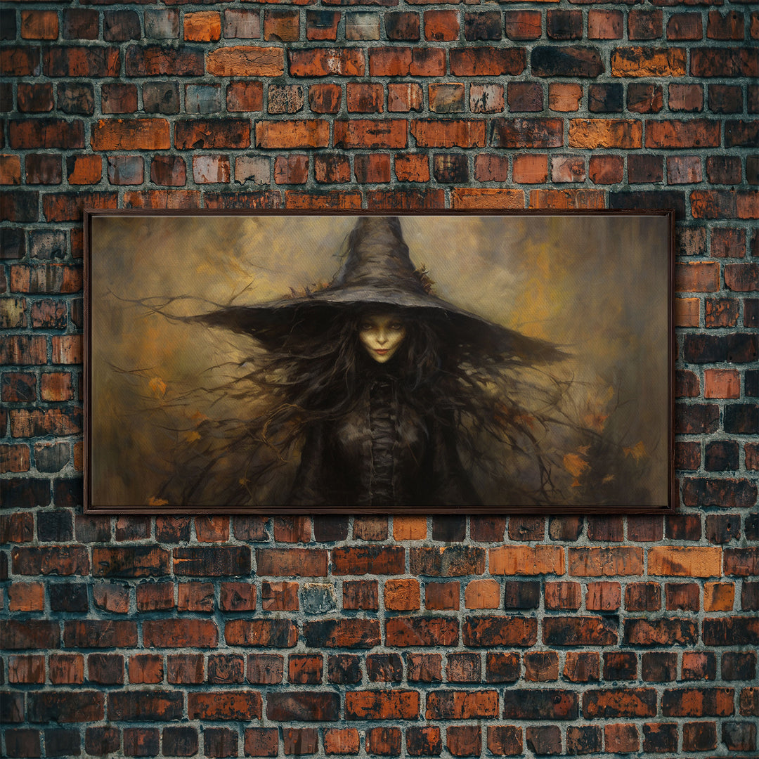 The Witch, Framed Canvas Print, Halloween Decor, Witch Painting, Horror Prints, Goth Art, Witchy Decor, Halloween Wall Art