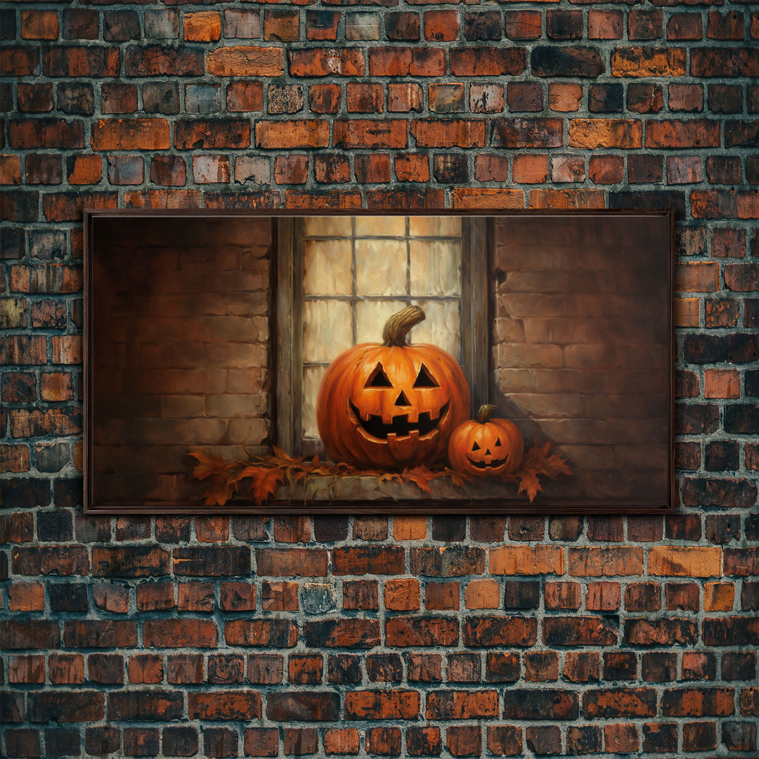 Spooky Art, Halloween Art, Jack O Lantern Art, Framed Canvas Print, Halloween Decor, Halloween Art Prints, The Jack O Lantern In The Window