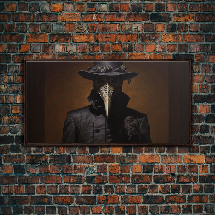 The Plague Doctor, Dark Academia, Framed Canvas print, Halloween Art Prints, Spooky Victorian Oil Painting Print, Halloween Decor