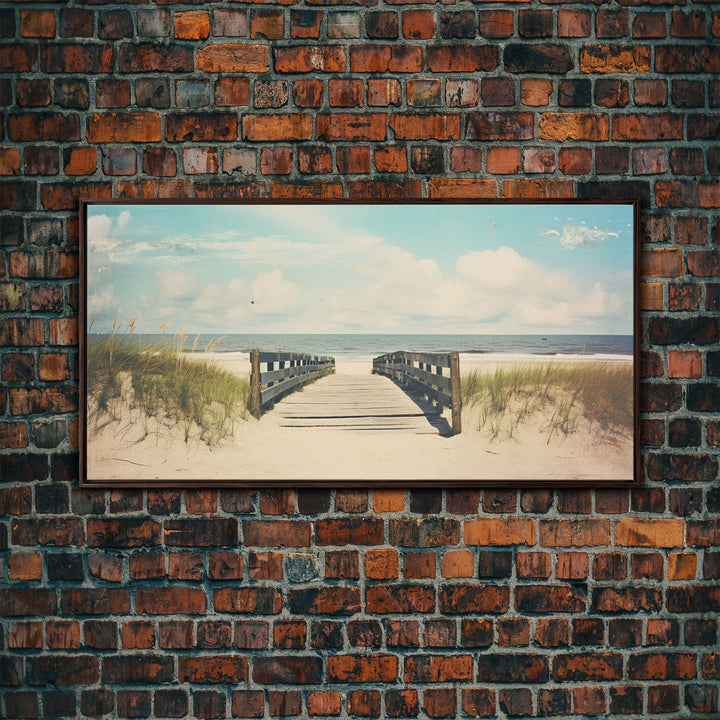 The Boardwalk Framed Canvas Print - Unique Beach Art - South Florida Photography Print - Florida Beaches - Beachhouse Decor Wall Art