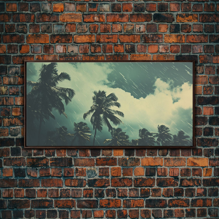 A Florida Rain Storm, Framed Canvas Print, Liminal Art, Liminal Spaces, Framed Wall Art, Game Room Decor, Dark Moody Art