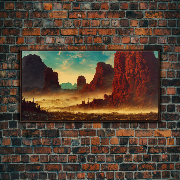 Post Apocalyptic Desert Hellscape, ready to hang canvas print wall art, framed canvas wall art, mancave wall art