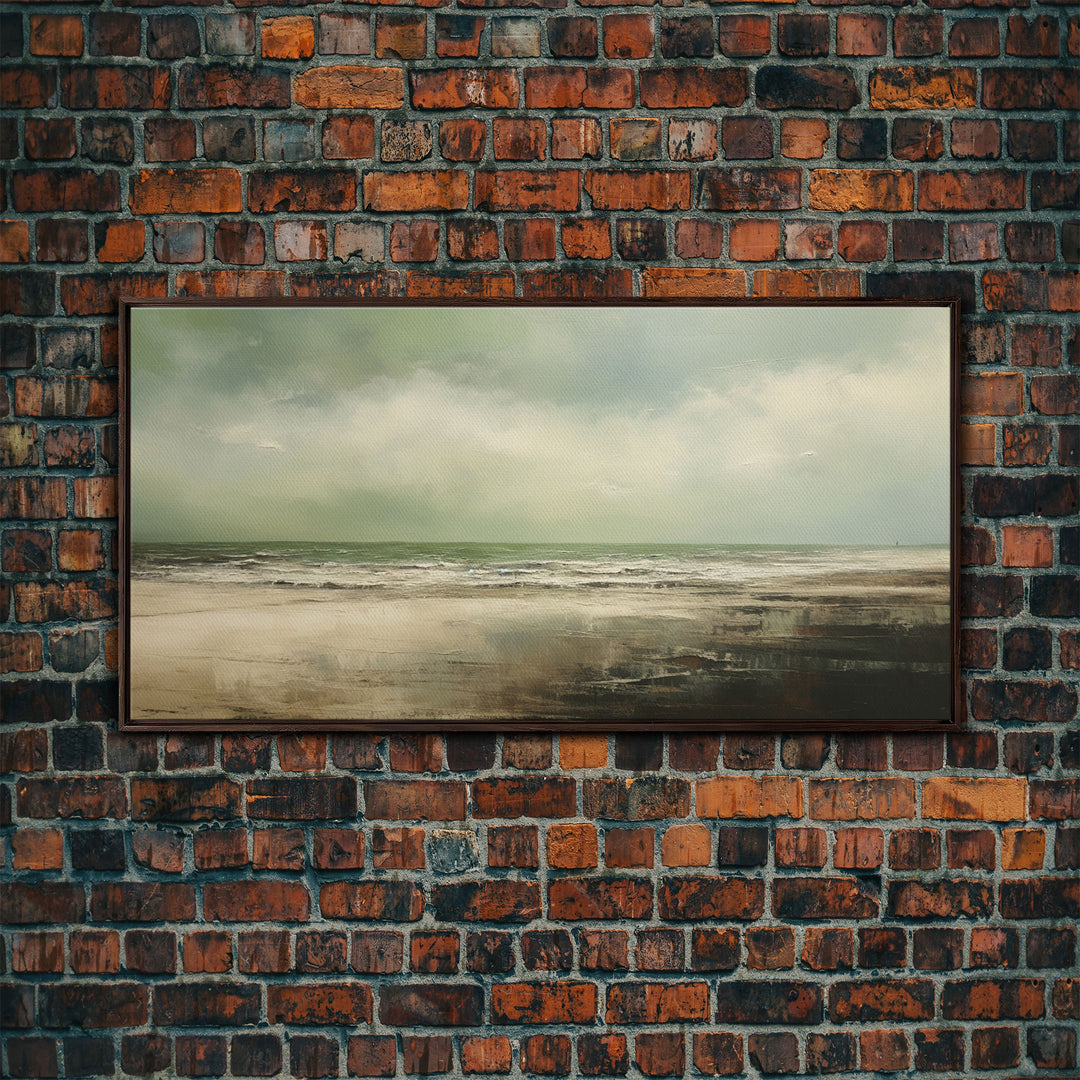 Landscape Oil Painting Canvas Print Wall Art, Nature Framed Large Gallery Art, Minimalist Art, Ready To Hang, Moody and Drab Art