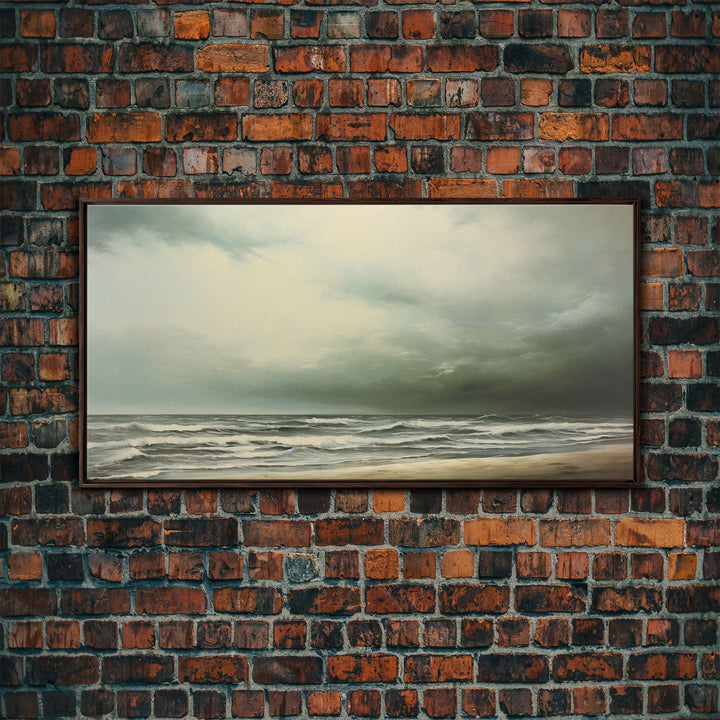 Beach Wall Art, Framed Canvas Print, Newport Beach Art, Beach House Decor, Drab and Moody / Subdued Wall Art, A Stormy Day