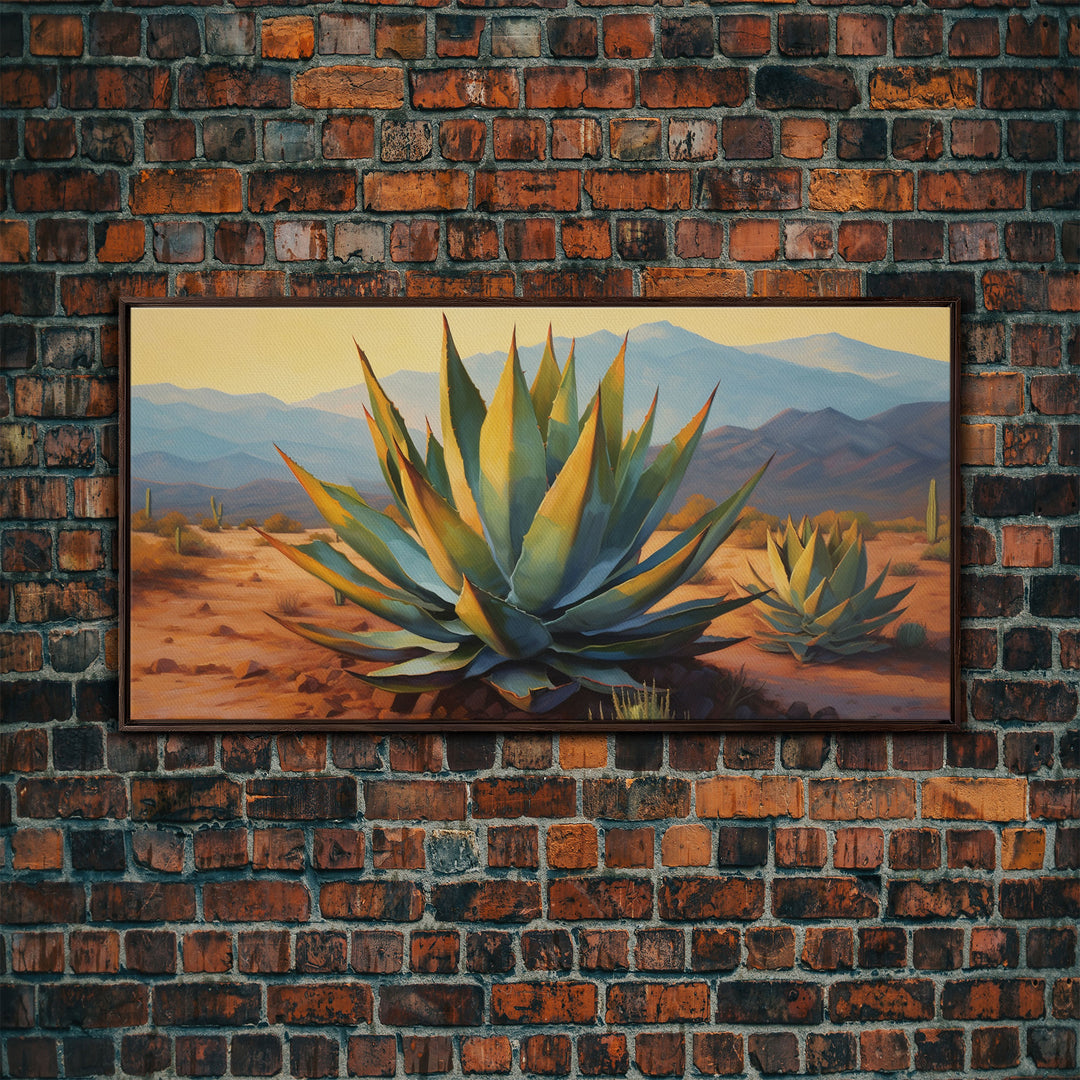 Southwestern Wall Art, Agave Desert Canvas Ready to Hang Large Print, Oil Painting, Landscape Wall Art, Desert Decor