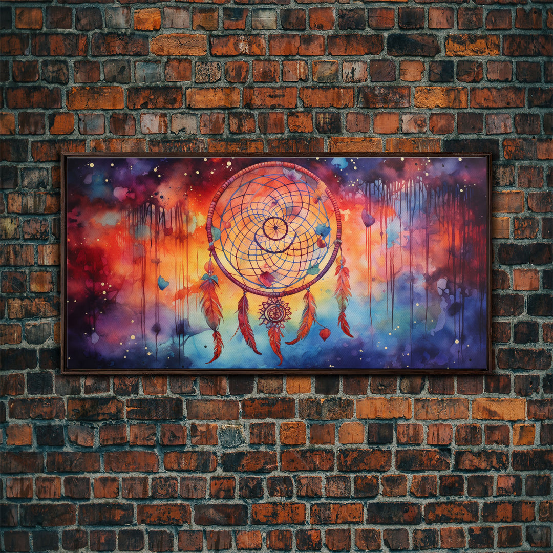 The Dream Catcher, Framed Canvas Print, Surreal Galaxy Inspired Dream Catcher, Native American Inspired Wall Art, Southwester Decor