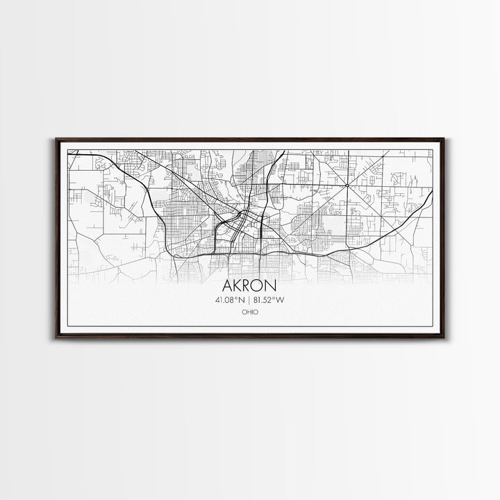 Akron Street Map, Ohio Map, Map Print, Modern Art, Wall Art, Canvas Print, Wall Hanging, Office Wall Décor, Couples Gift, City Map Canvas