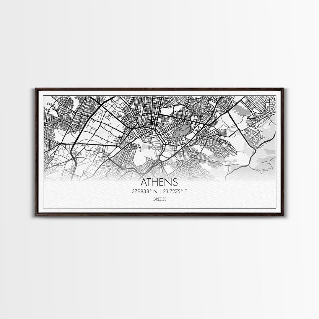 Athens Street Map, Greece Map, Map Print, Modern Art, Wall Art, Canvas Print, Preppy Room Décor, Coffee Bar Décor, Graduation Gifts, Office