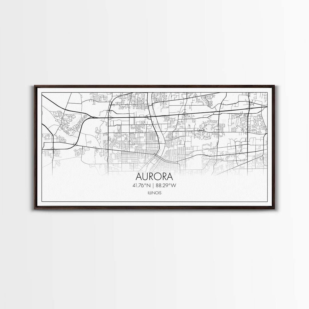 Aurora Street Map, Illinois Map, Map Print, Modern Art, Wall Art, Canvas Print, Room Décor For Teens, Cool Wall Art, Fun Gift, Classroom Art