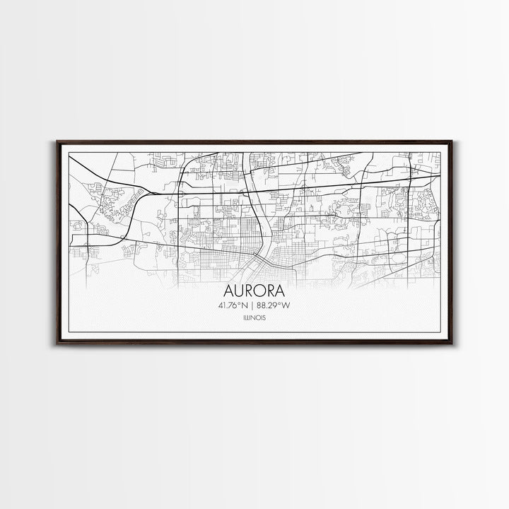 Aurora Street Map, Illinois Map, Map Print, Modern Art, Wall Art, Canvas Print, Room Décor For Teens, Cool Wall Art, Fun Gift, Classroom Art