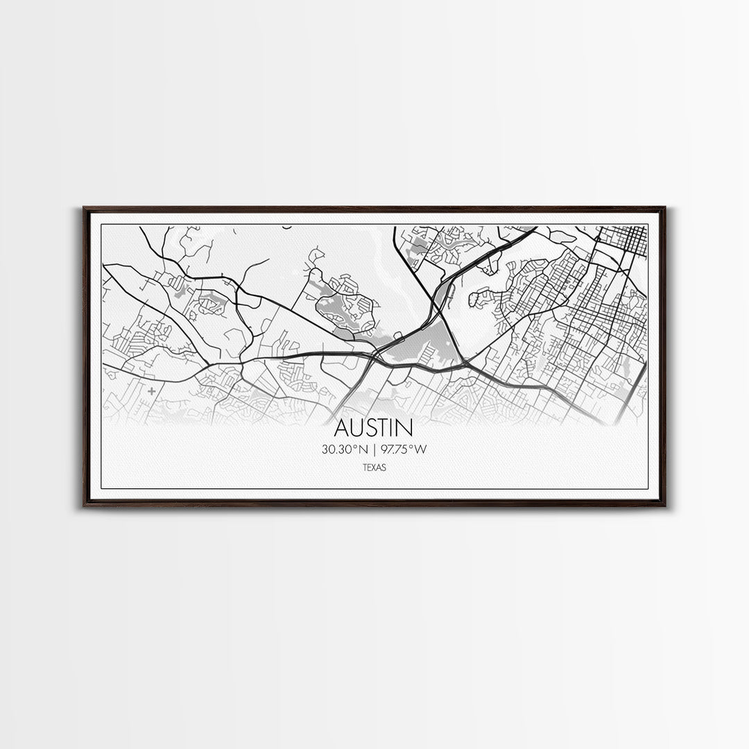 Austin Street Map, Texas Map, Map Print, Modern Art, Wall Art, Canvas Print, Teen Girl Room Décor, Gift For Coworker, Bookshelf Décor