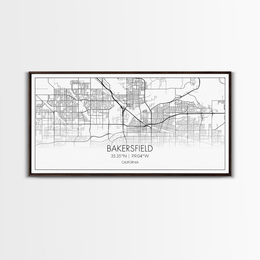 Bakersfield Street Map, California Map, Map Print, Modern Art, Wall Art, Canvas Print, Cabin Décor, Gift For Home, Unique Wall Art, Room Art