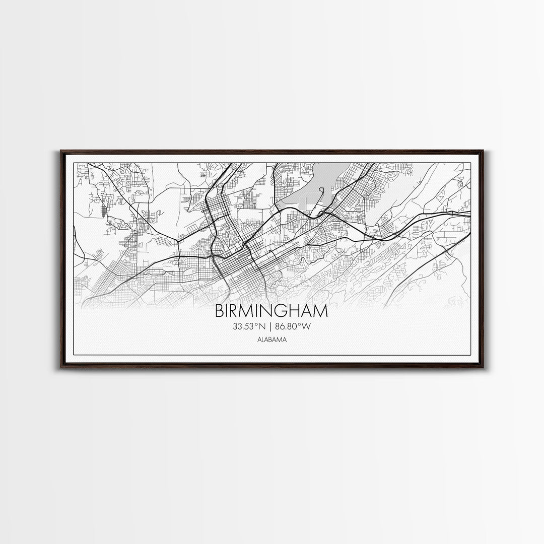 Birmingham Street Map, Alabama Map, Map Print, Modern Art, Wall Art, Canvas Print, Hometown Gifts, Entryway Décor, Farmhouse Wall Art