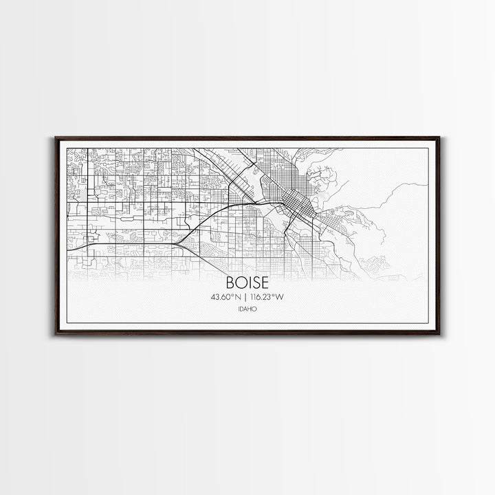 Boise Street Map, Idaho Map, Map Print, Modern Art, Wall Art, Canvas Art, Friendship Gift, Minimalist Décor, Bar Cart Décor, Rustic Home Art