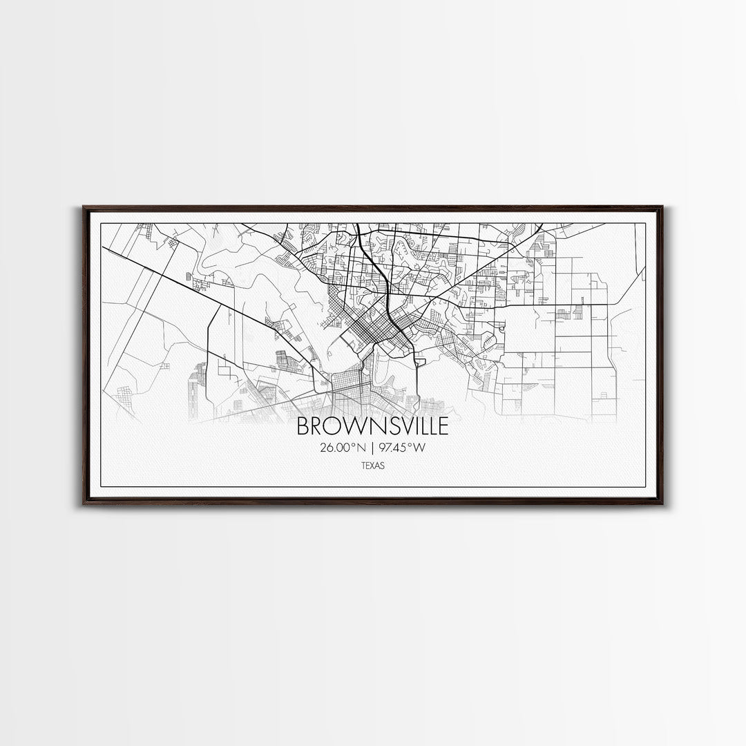 Brownsville Street Map, Texas Map, Map Print, Modern Art, Wall Art, Canvas Art, Realtor Closing Gift, Wall Décor Over The Bed, Couples Gift